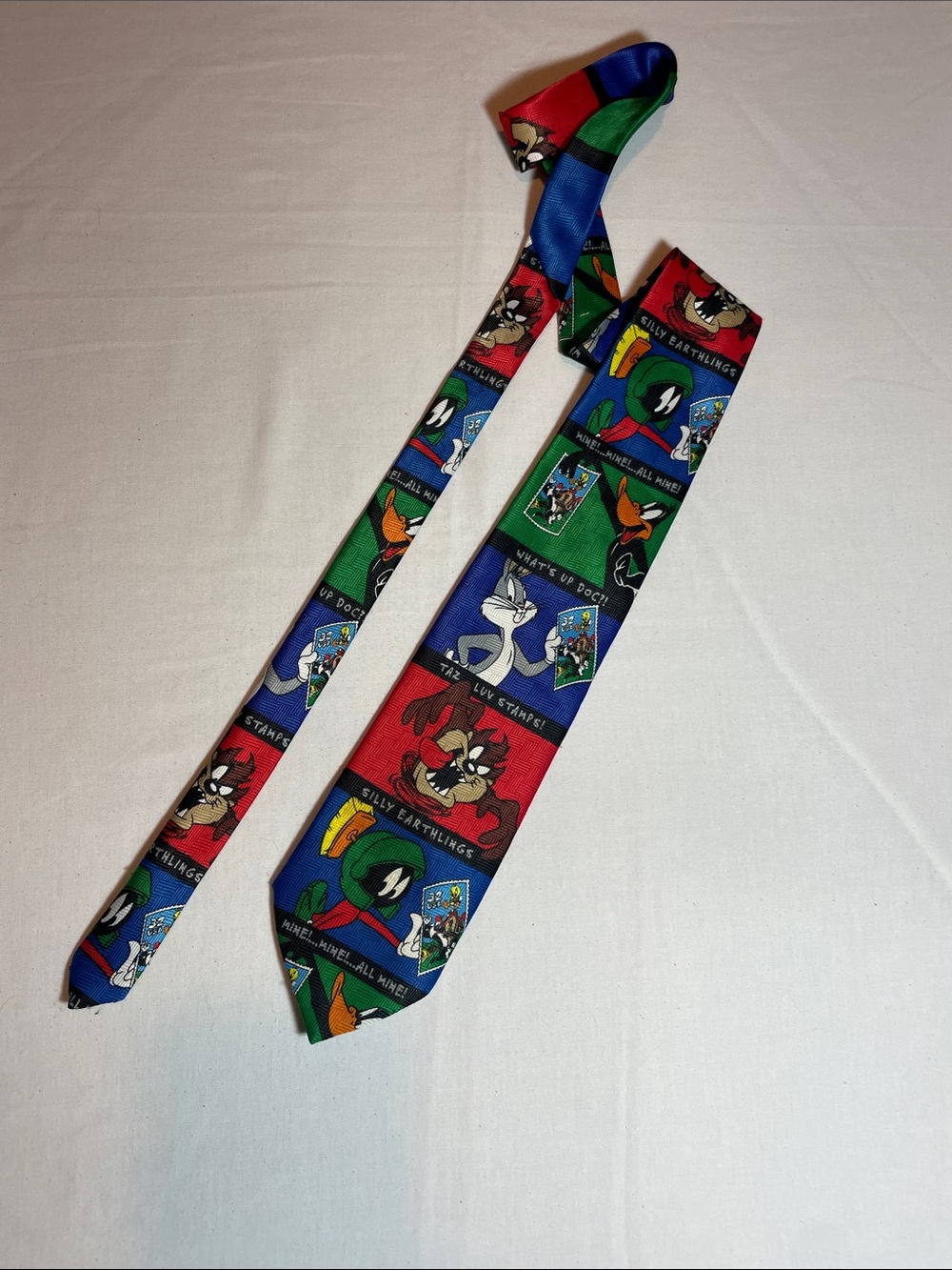 Looney Tunes Cartoon Panel Silk Tie - Multi-Color